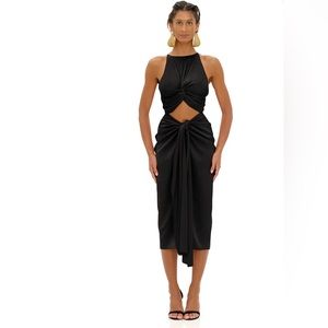 **SOLD** NWT Andrea iyamah Reni Knotted Midi-Dress Black
